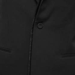 Dior Black Silk Monogram Detail Single Breasted Blazer L