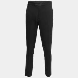 Dior Black Monogram Detail Waist Silk Trousers M