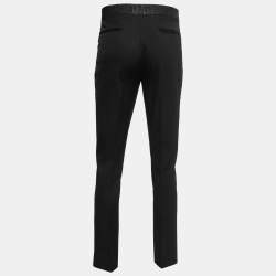 Dior Black Monogram Detail Waist Silk Trousers M