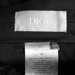 Dior Black Monogram Detail Waist Silk Trousers M