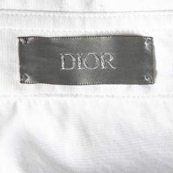 Pre Owned Dior Homme White Bee Embroidered Cotton Short Sleeve Shirt XL