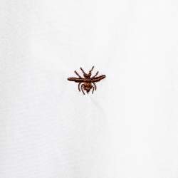 Pre Owned Dior Homme White Bee Embroidered Cotton Short Sleeve Shirt XL