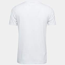 Pre Owned Dior White Logo Embroidered Cotton Crew Neck Half SleeveT-Shirt S