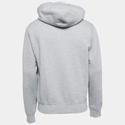 Dior Grey Logo Embroidered Cotton Hoodie S