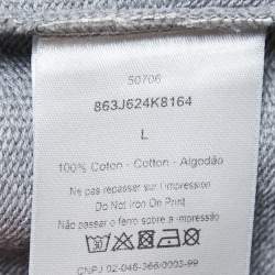 Dior Grey Cotton Patch Detail Hoodie L