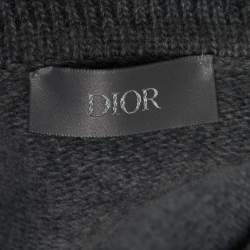 Dior Grey Logo Embroidered Wool Blend Polo Full Sleeve T-Shirt S