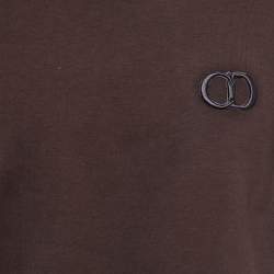 Pre Owned Dior Homme Brown Cotton CD Icon Embroidered Crew Neck T-Shirt M