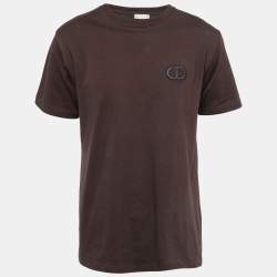 Dior Homme Brown Cotton CD Icon Embroidered Crew Neck T Shirt M