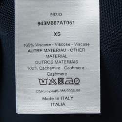 Pre Owned Dior Navy Blue Knit Logo Intarsia High Neck Jumper XS