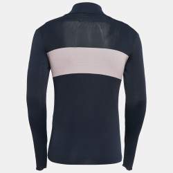 Pre Owned Dior Navy Blue Knit Logo Intarsia High Neck Jumper XS