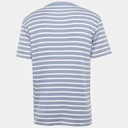 Pre Owned Dior Purple Striped Knit Crew Neck Half Sleeve T-Shirt XS