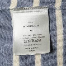 Pre Owned Dior Purple Striped Knit Crew Neck Half Sleeve T-Shirt XS