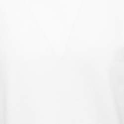 Pre Owned Dior White Cotton Logo Patterned Silk Trim Crew Neck Half Sleeve T-Shirt M