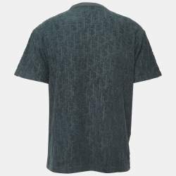Dior Dark Green Oblique Patterned Terry Cotton Relaxed Fit T-Shirt S