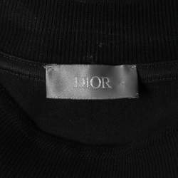 Pre Owned Dior Black Logo Embroidered Cotton Crew Neck Half Sleeve T-Shirt M
