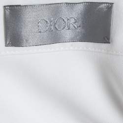 Dior White/Yellow Nylon Logo Embroidered Patch Button Front Full Sleeve Shirt S