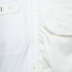 Dior White/Yellow Nylon Logo Embroidered Patch Button Front Full Sleeve Shirt S