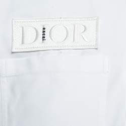 Dior White/Yellow Nylon Logo Embroidered Patch Button Front Full Sleeve Shirt S