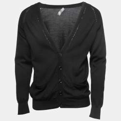Dior Black Wool Button Front Cardigan L