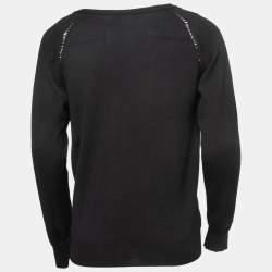 Dior Black Wool Button Front Cardigan L