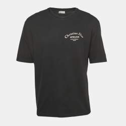 Dior Black Logo Print Cotton Crew Neck Half Sleeve T-Shirt XL