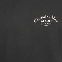 Dior Black Logo Print Cotton Crew Neck Half Sleeve T-Shirt XL