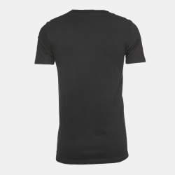 Dior Black Bee Script Print Cotton Half Sleeve T-Shirt XS