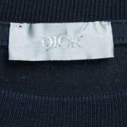 Dior Navy Blue Logo Print Half Sleeve T-Shirt S