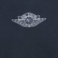 Dior Navy Blue Logo Print Half Sleeve T-Shirt S