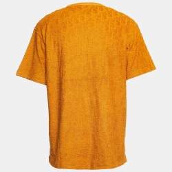 Pre Owned Dior Mustard Yellow Oblique Jacquard Terry Cotton Relaxed Fit T-Shirt XL