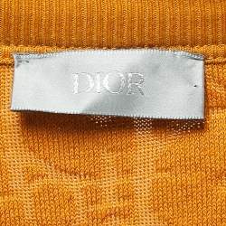 Dior Mustard Yellow Oblique Jacquard Terry Cotton Relaxed Fit T-Shirt L