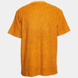 Dior Mustard Yellow Oblique Jacquard Terry Cotton Relaxed Fit T-Shirt L