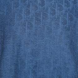 Dior Blue Oblique Jacquard Terry Cotton Relaxed Fit T-Shirt L