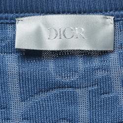 Dior Blue Oblique Jacquard Terry Cotton Relaxed Fit T-Shirt L