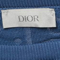 Dior Blue Oblique Jacquard Terry Cotton Relaxed Fit T-Shirt M