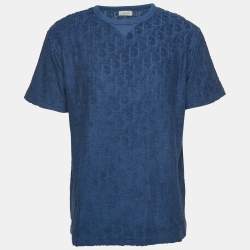 Dior Blue Oblique Jacquard Terry Cotton Relaxed Fit T-Shirt M