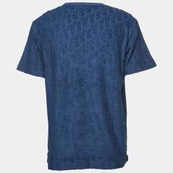 Dior Blue Oblique Jacquard Terry Cotton Relaxed Fit T-Shirt M