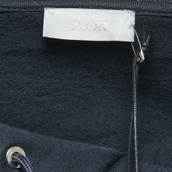 Dior Navy Blue Logo Embroidered Cotton Hoodie M