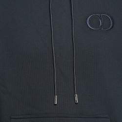 Dior Navy Blue Logo Embroidered Cotton Hoodie M