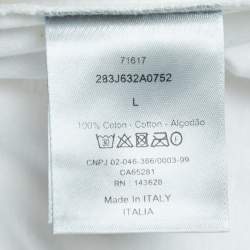 Dior Homme White Logo Print Cotton Half Sleeve T-Shirt L