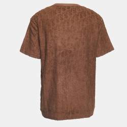 Dior Brown Oblique Jacquard Terry Cotton Relaxed Fit T-Shirt L