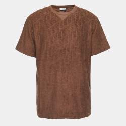 Dior Brown Oblique Jacquard Terry Cotton Relaxed Fit T-Shirt L