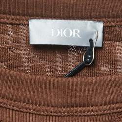 Dior Brown Oblique Jacquard Terry Cotton Relaxed Fit T-Shirt L
