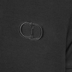 مملوكة مسبقًا Dior Black Cotton Pique Logo-Embroidered Polo T-Shirt M