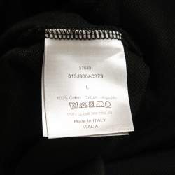 مملوكة مسبقًا Dior Black Cotton Pique Logo-Embroidered Polo T-Shirt M