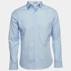 Dior Light Blue Logo-Embroidered Cotton Shirt M