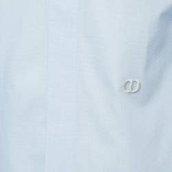 Dior Light Blue Logo-Embroidered Cotton Shirt M