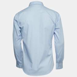 Dior Light Blue Logo-Embroidered Cotton Shirt M