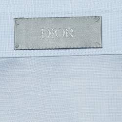 Dior Light Blue Logo-Embroidered Cotton Shirt M