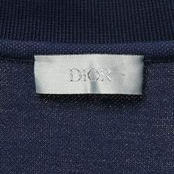 Pre Owned Dior Navy Blue Cotton Pique Logo-Embroidered Polo T-Shirt L